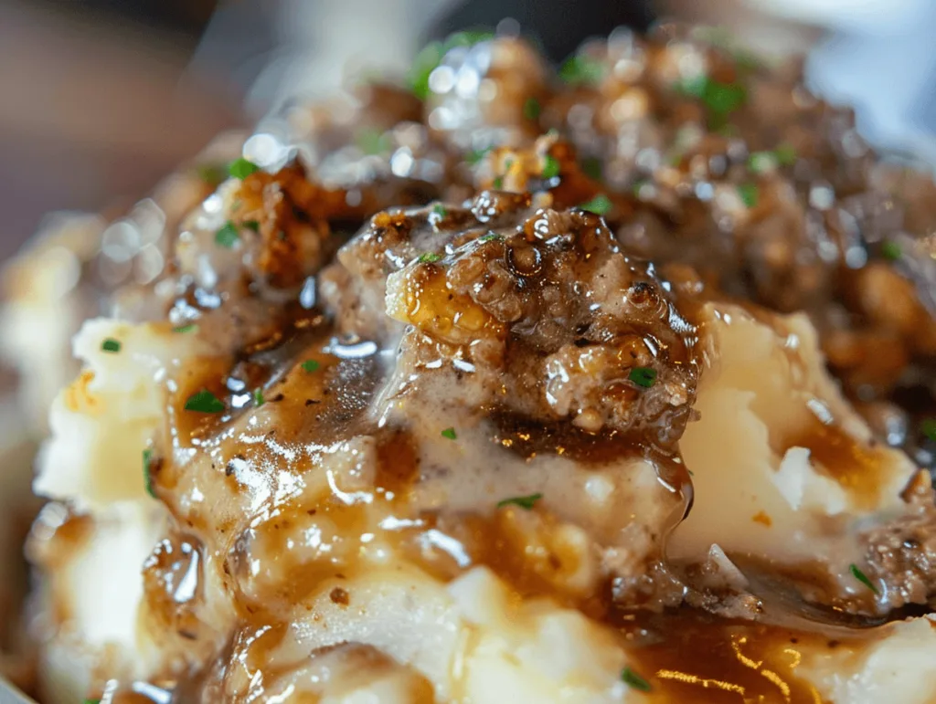 Shepherd's pie variation with ground beef and mashed potatoes