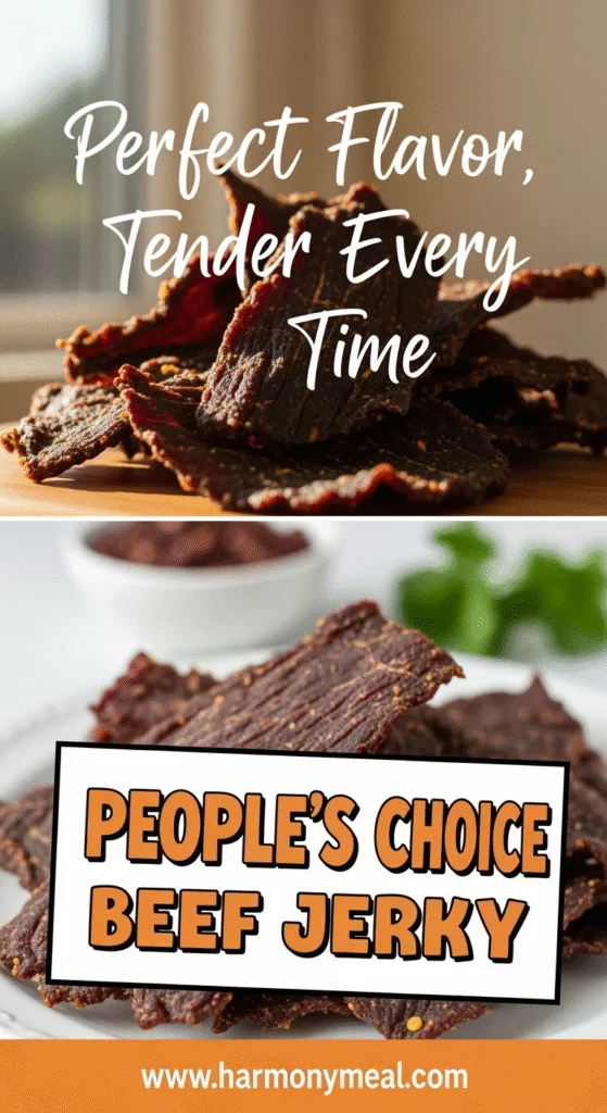 People’s choice beef jerky with vibrant colors and warm lighting