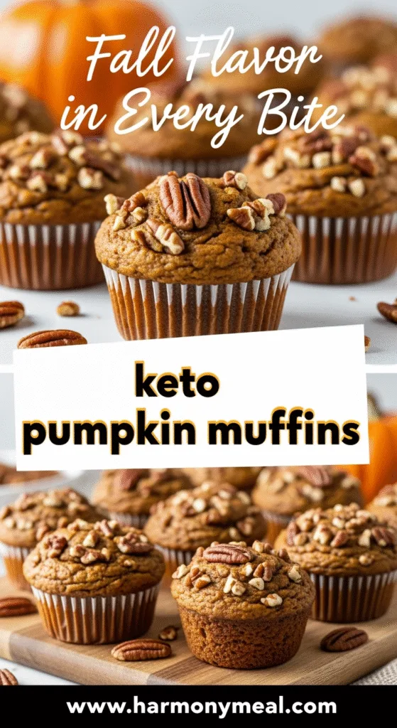 Keto pumpkin muffins close-up and rustic fall autumn presentation