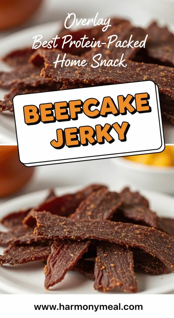 Protein-packed beefcake jerky snack showcasing tender juicy strips beautifully