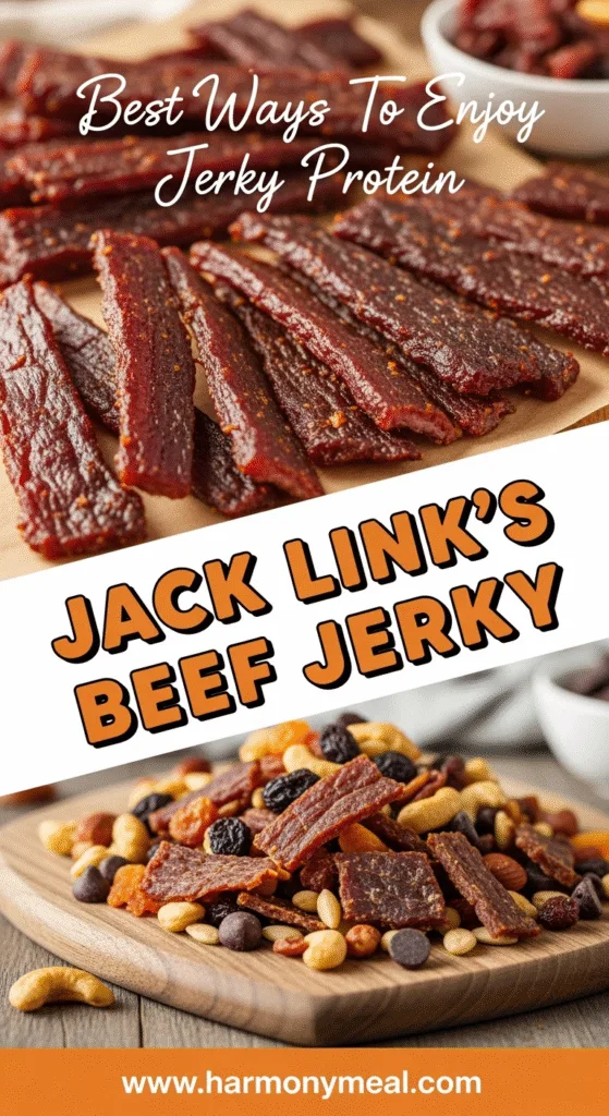 Homemade Jack Link’s beef jerky style on rustic wooden board close-up