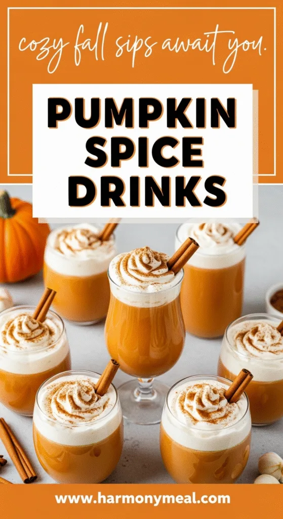 Pumpkin spice drinks beautifully styled with creamy textures and warm lighting