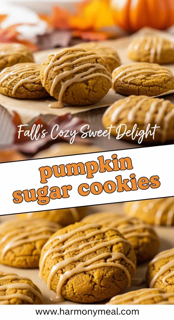Pumpkin sugar cookies with maple glaze and cozy autumn fall vibes.