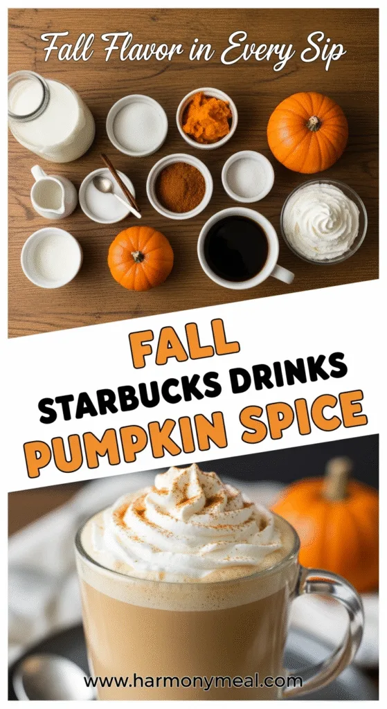 Homemade pumpkin spice latte ingredients and creamy latte close-up photo