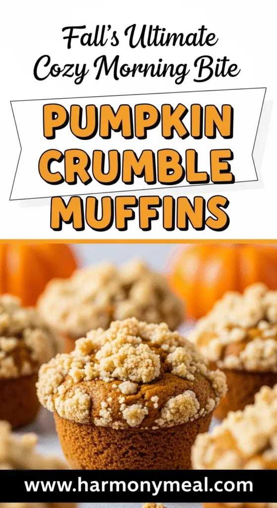 Pumpkin crumble muffins close-up with golden crumb topping autumn colors