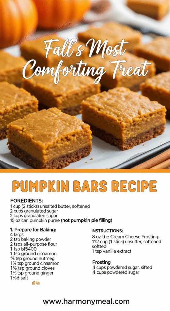 Vibrant warm-lit pumpkin bars recipe with comforting texture and styling