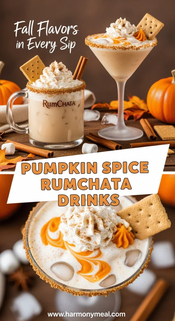 Pumpkin spice rumchata drinks with creamy texture and warm autumn flavors