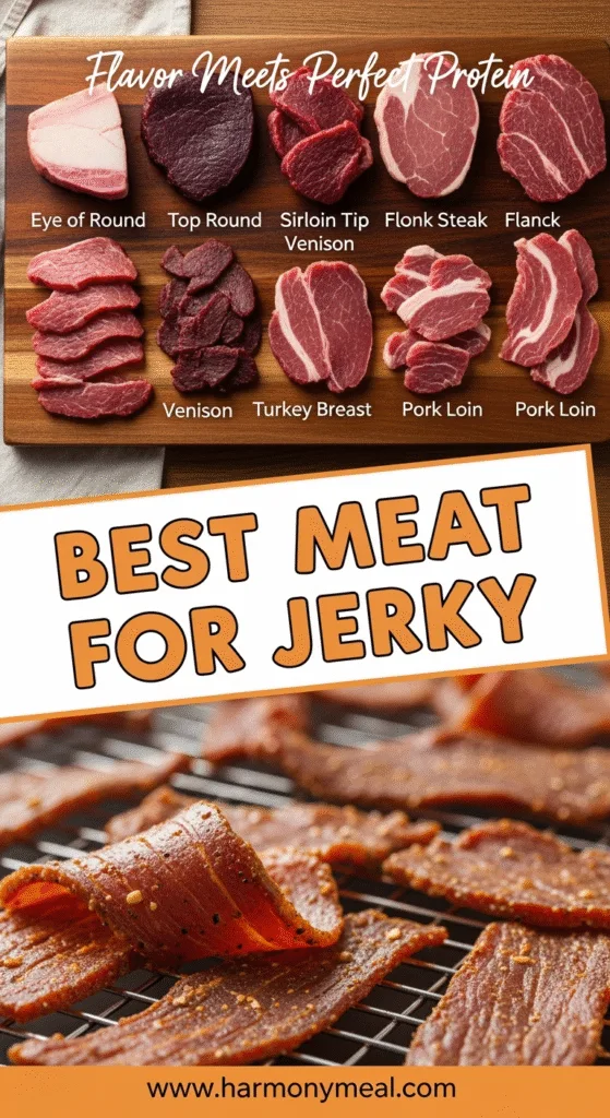 Best meat for jerky: eye round, sirloin, flank, venison, turkey breast.