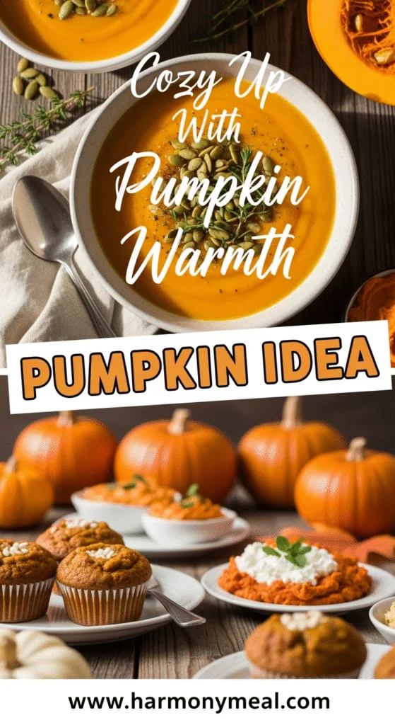 Fall Harvest Pumpkin Soup with roasted seeds and fresh herbs bowl