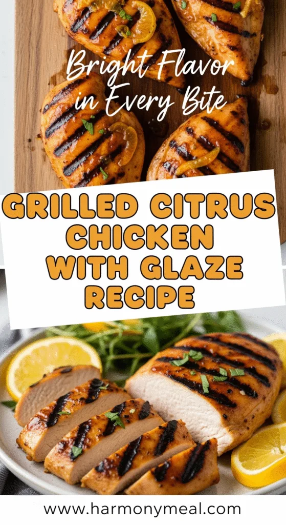 Grilled citrus chicken with glaze recipe showcasing juicy, caramelized chicken breasts