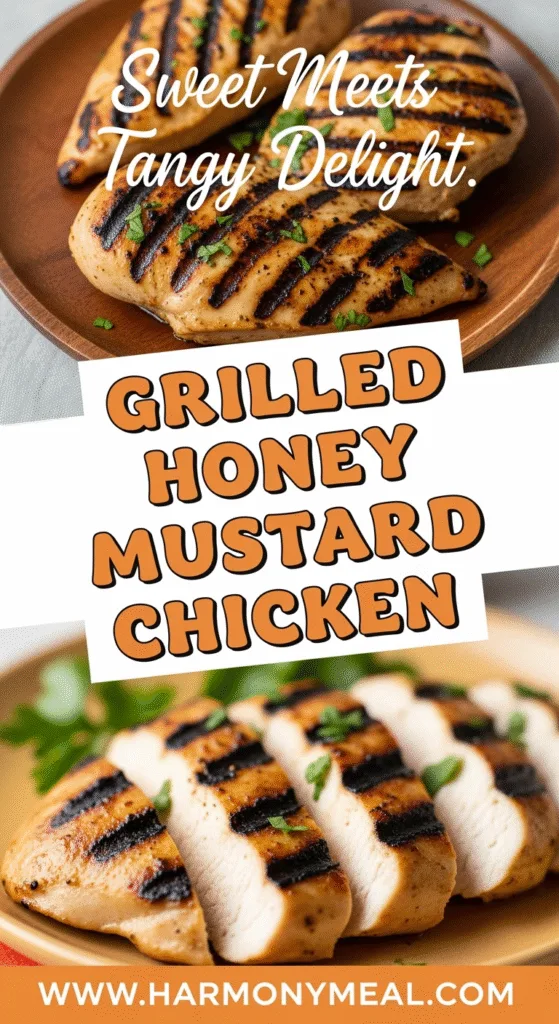 Grilled honey mustard chicken with juicy charred texture and fresh parsley garnish