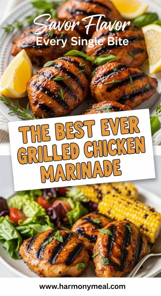 Grilled chicken marinade with fresh herbs and vibrant, juicy textures.