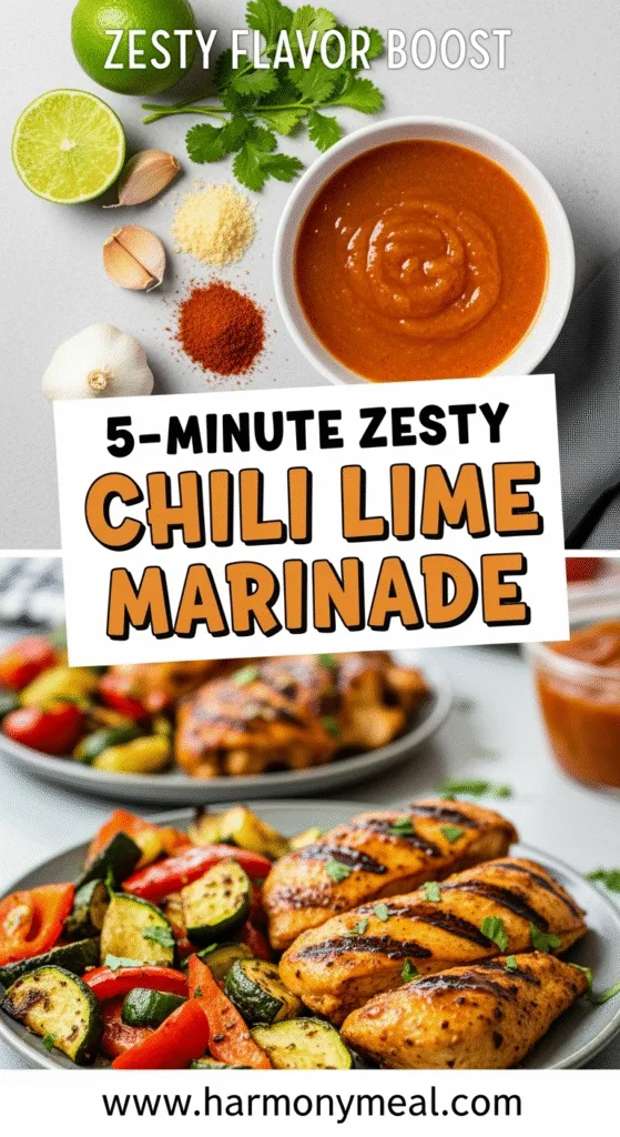 5-Minute Zesty Chili Lime Marinade with fresh ingredients and grilled chicken