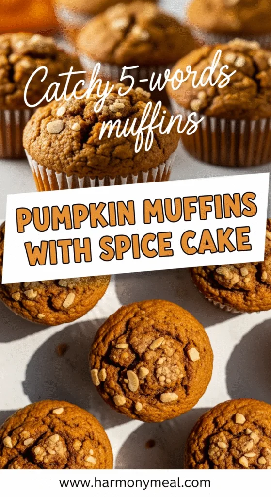 Pumpkin muffins with spice cake, warm lighting, vibrant fall colors.