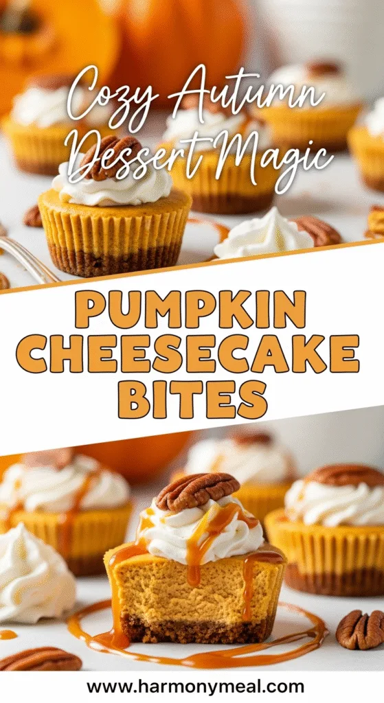 Pumpkin cheesecake bites recipe with creamy texture and spiced crust.