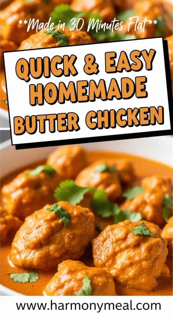 Quick & Easy Homemade Butter Chicken creamy tomato sauce garnished cilantro