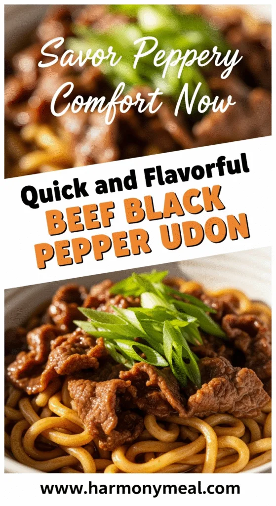 Quick and flavorful beef black pepper udon with tender beef strips.