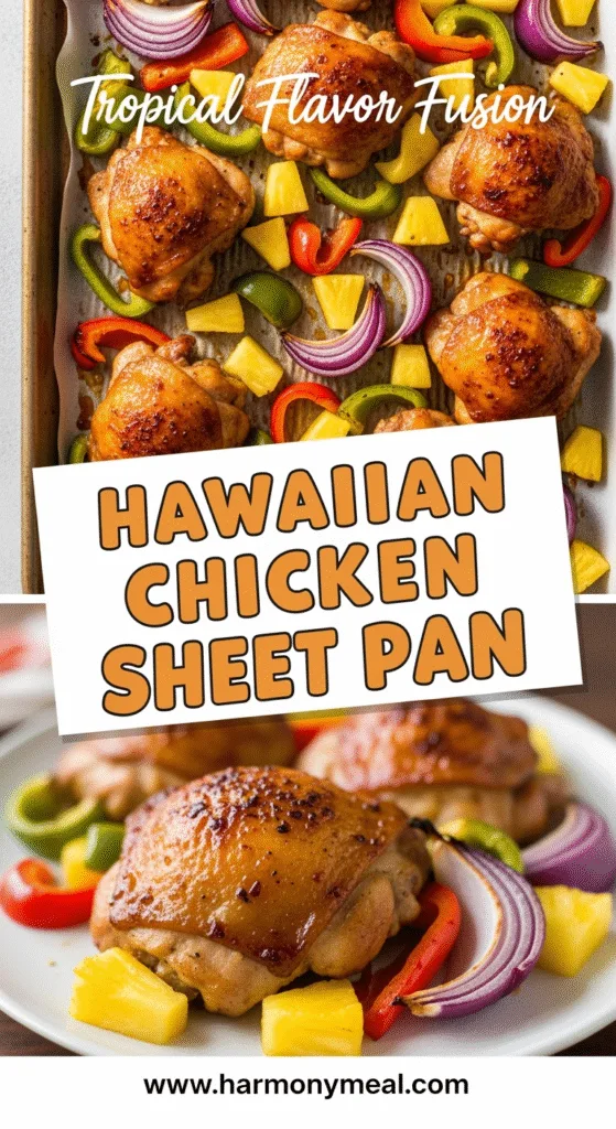 Hawaiian chicken sheet pan with caramelized peppers pineapple thighs