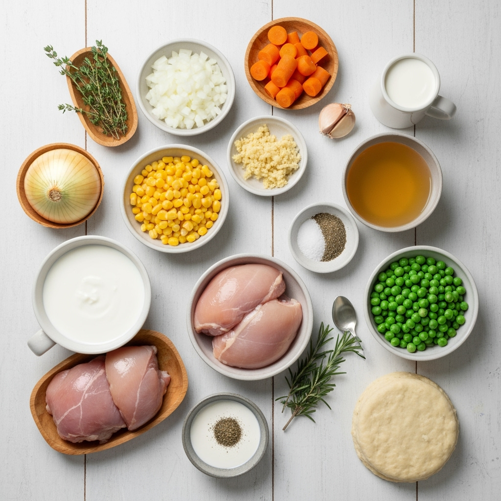 Fresh ingredients for slow cooker chicken pot pie recipe
