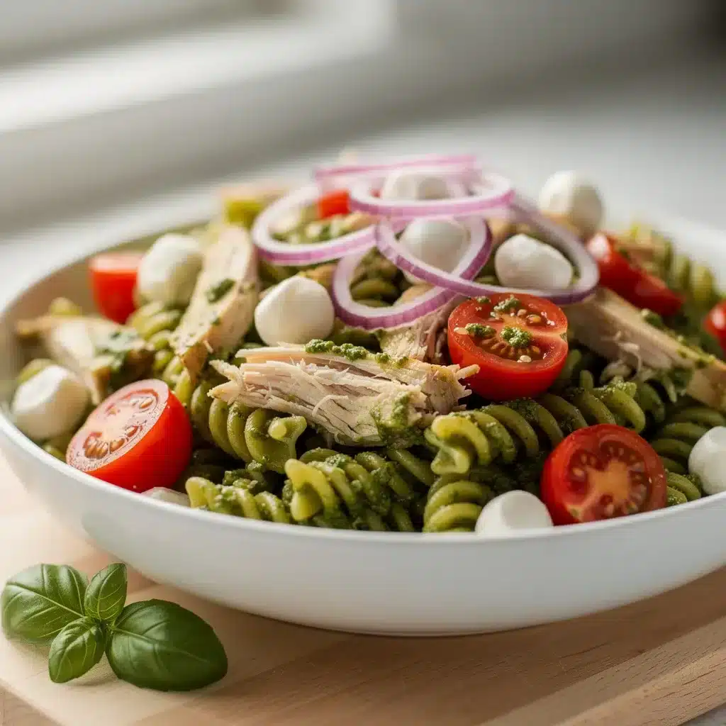 Ingredients for Pesto Chicken Pasta Salad