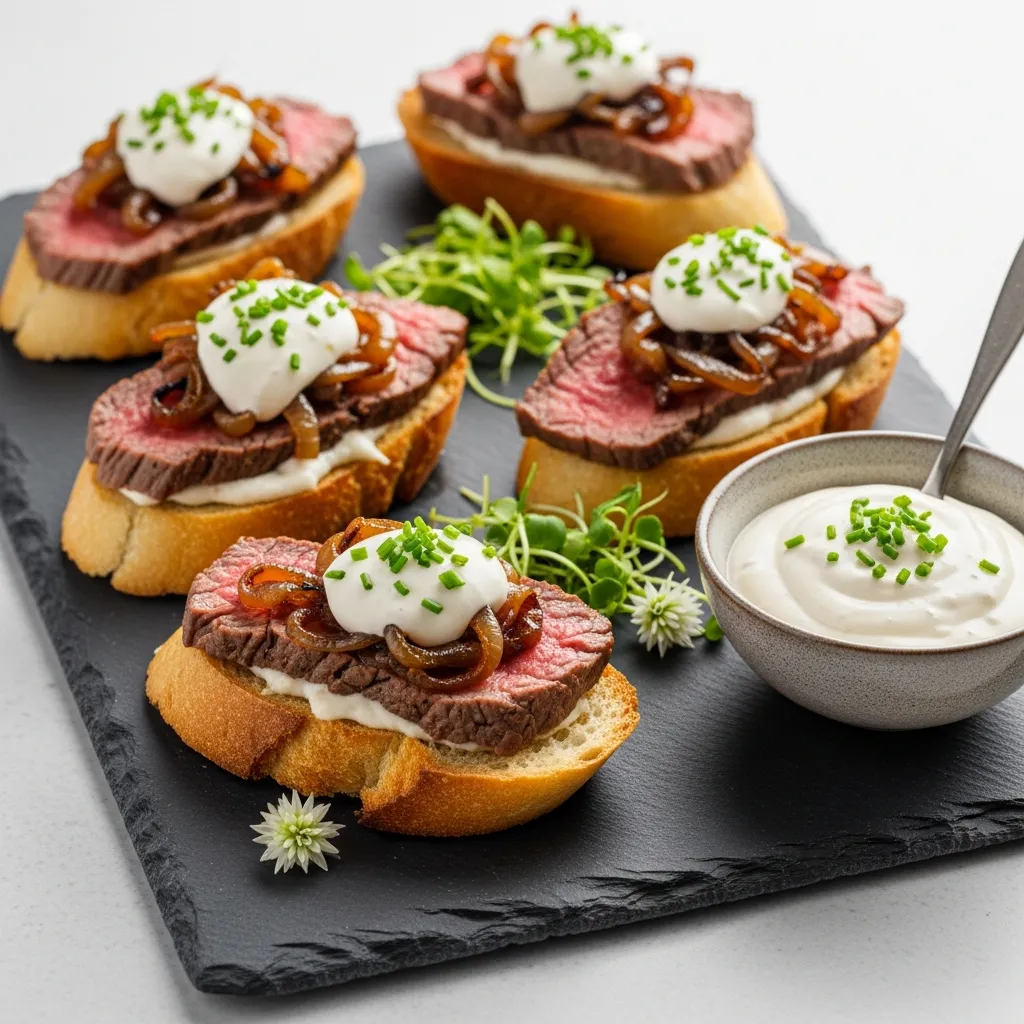 Recipe variations for Steak Crostini with Horseradish Sauce & Caramelized Onions