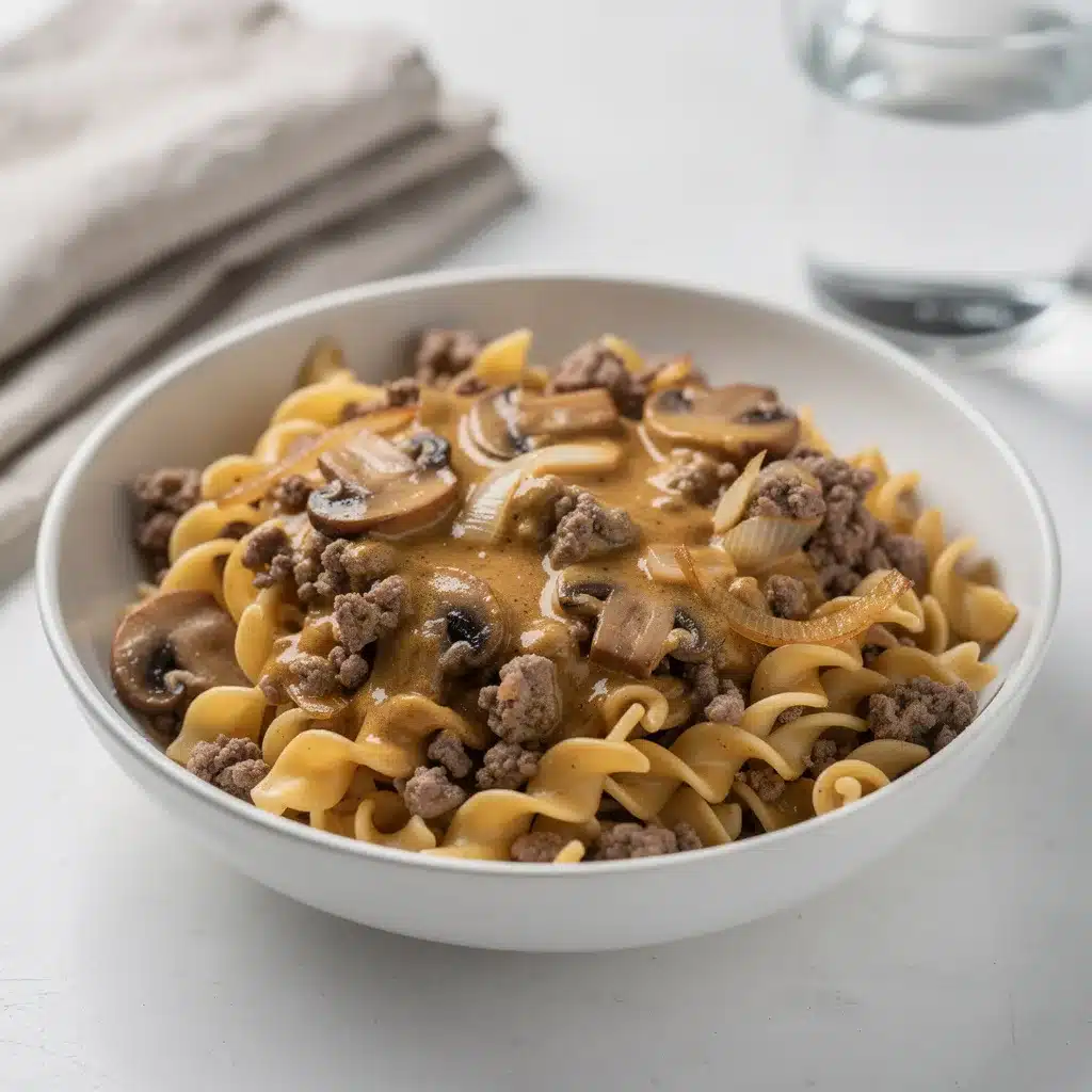 Ingredients for One Pot Ground Beef Stroganoff