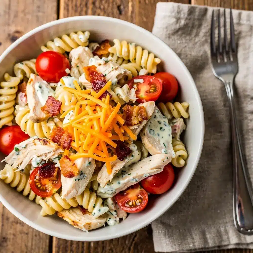 Ingredients for Chicken Bacon Ranch Pasta Salad