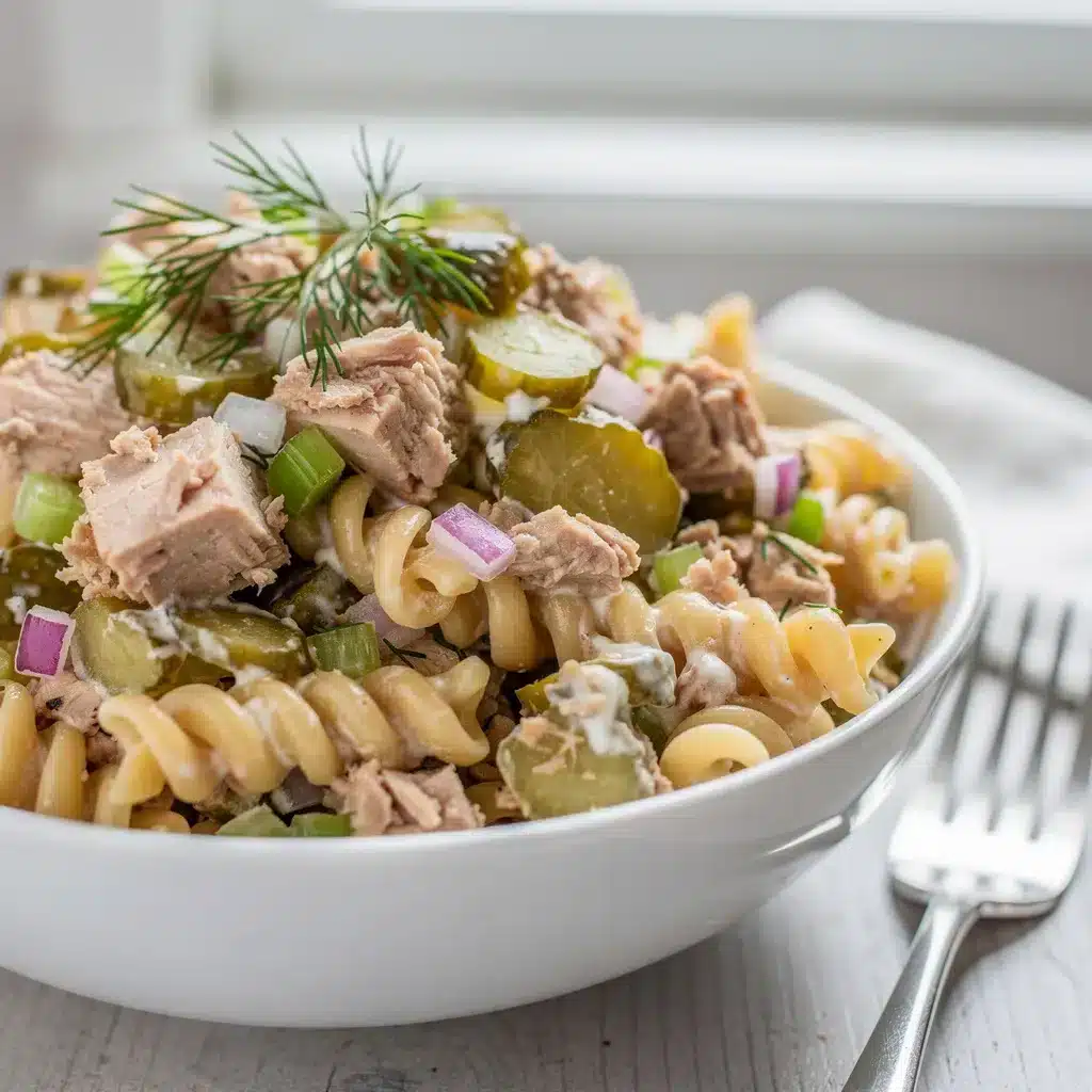Ingredients for Dill Pickle Tuna Pasta Salad