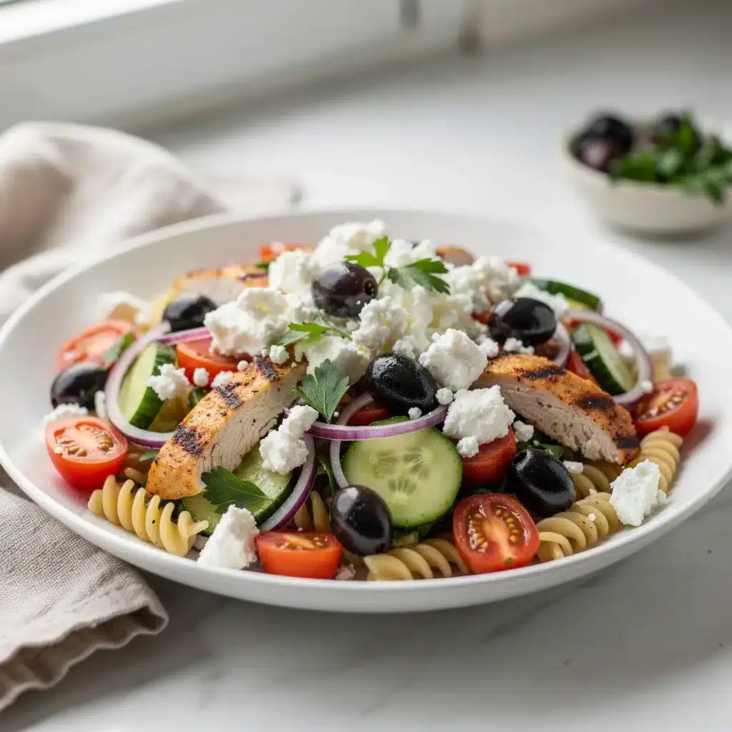 Ingredients for Greek Chicken Pasta Salad