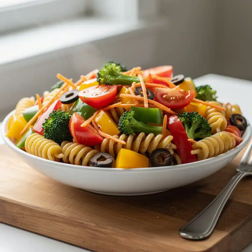 Ingredients for Rainbow Veggie Pasta Salad