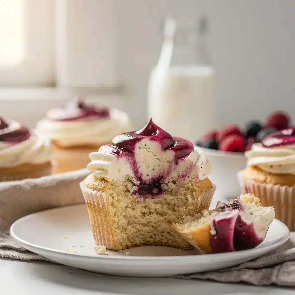 Ingredients for Vanilla Bean Cupcakes with Berry Swirl