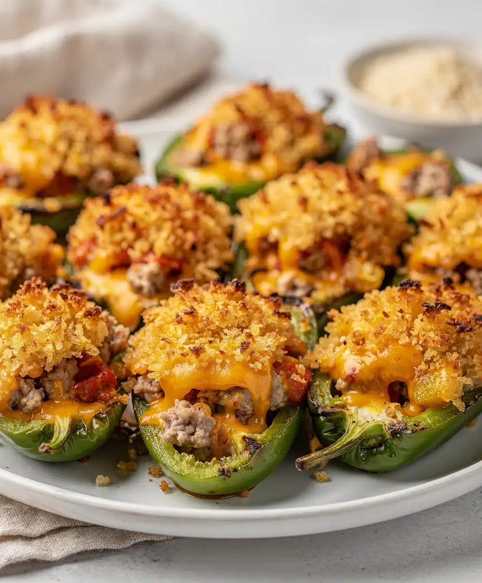 Crispy baked jalapeno poppers with creamy cheese filling on a rustic board.