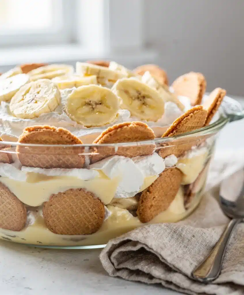 Classic banana pudding recipe with creamy vanilla layers and vanilla wafers