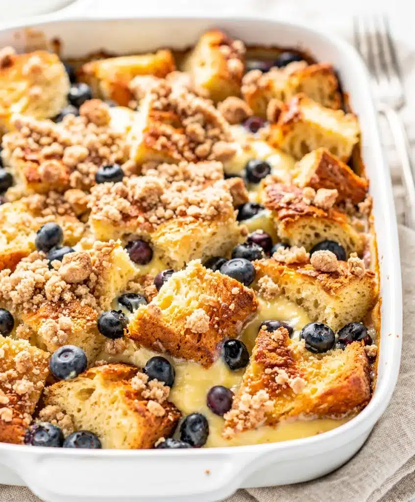 Delicious overnight French toast bake with creamy custard and crispy golden topping.