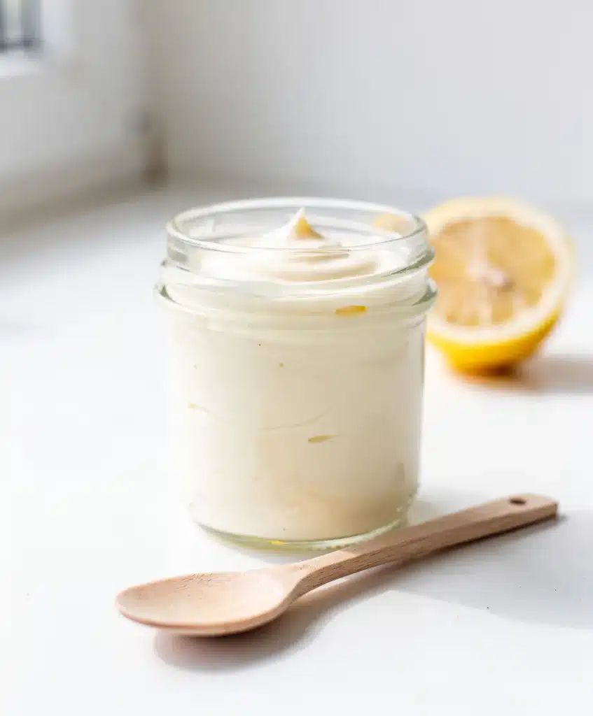 Creamy homemade mayonnaise recipe with egg yolk mustard and lemon