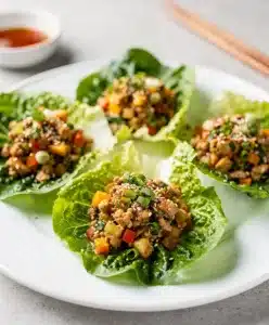 Asian chicken lettuce cups with hoisin and sesame