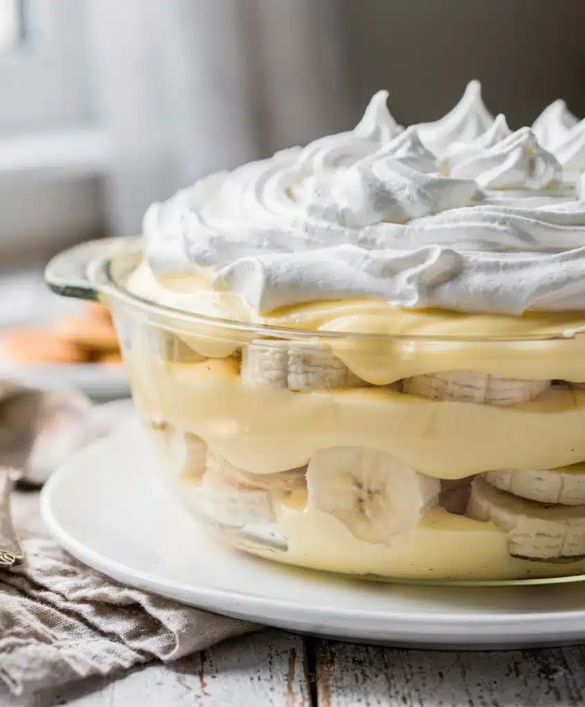 Make ahead banana pudding in a clear trifle bowl with creamy layers