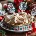 A close-up of Crockpot candy crack pieces garnished with sprinkles, pretzels, and peanuts on parchment paper.