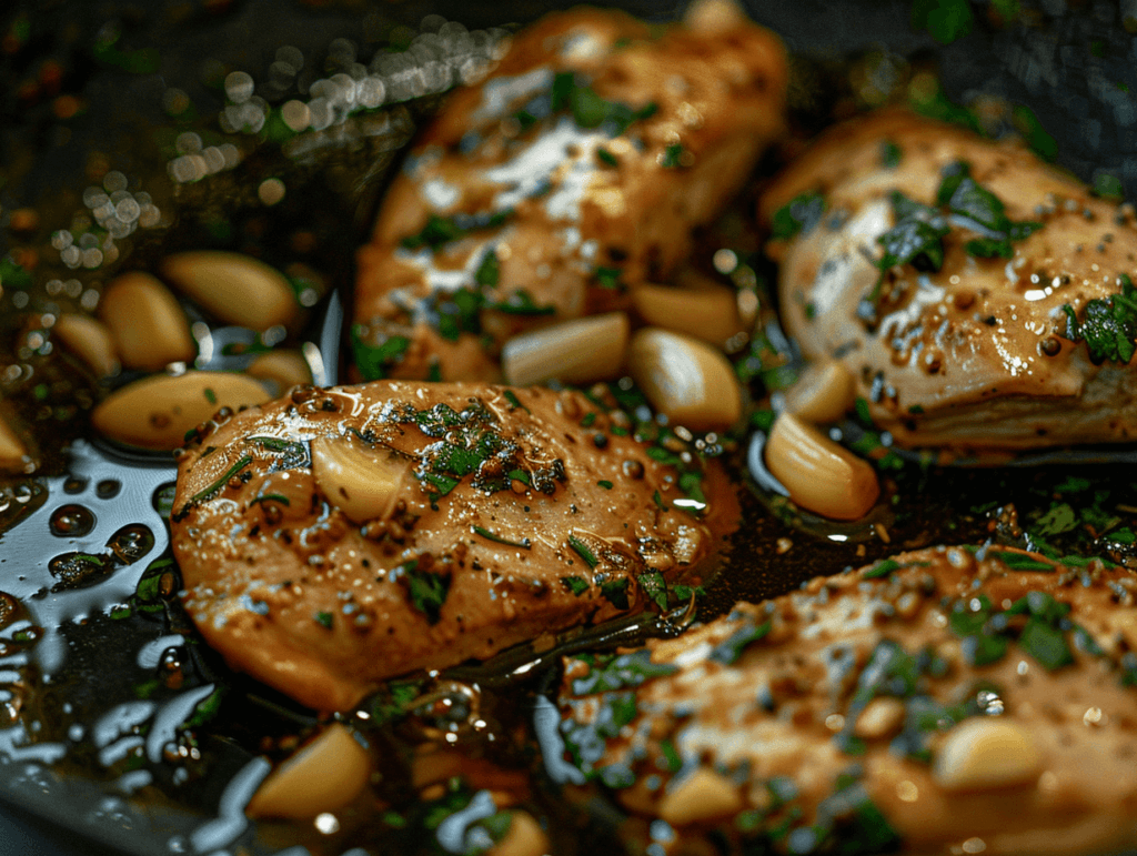 Chicken breasts being cooked in a skillet for wraps