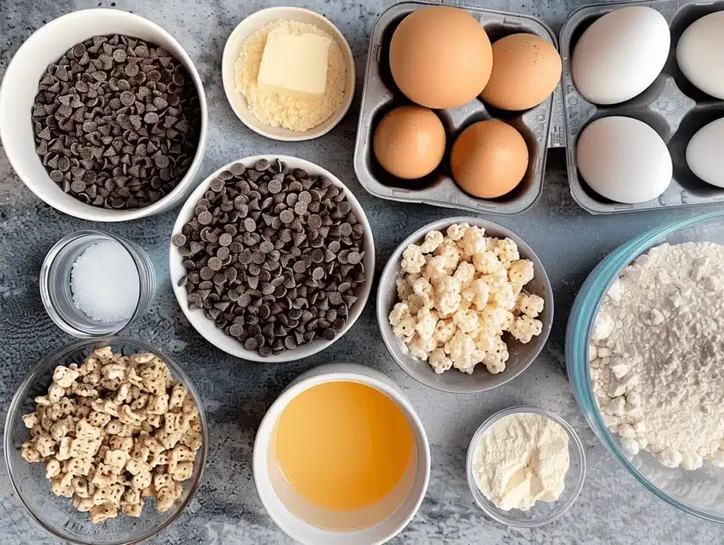 Ingredients for Rice Krispie Chocolate Chip Cookies