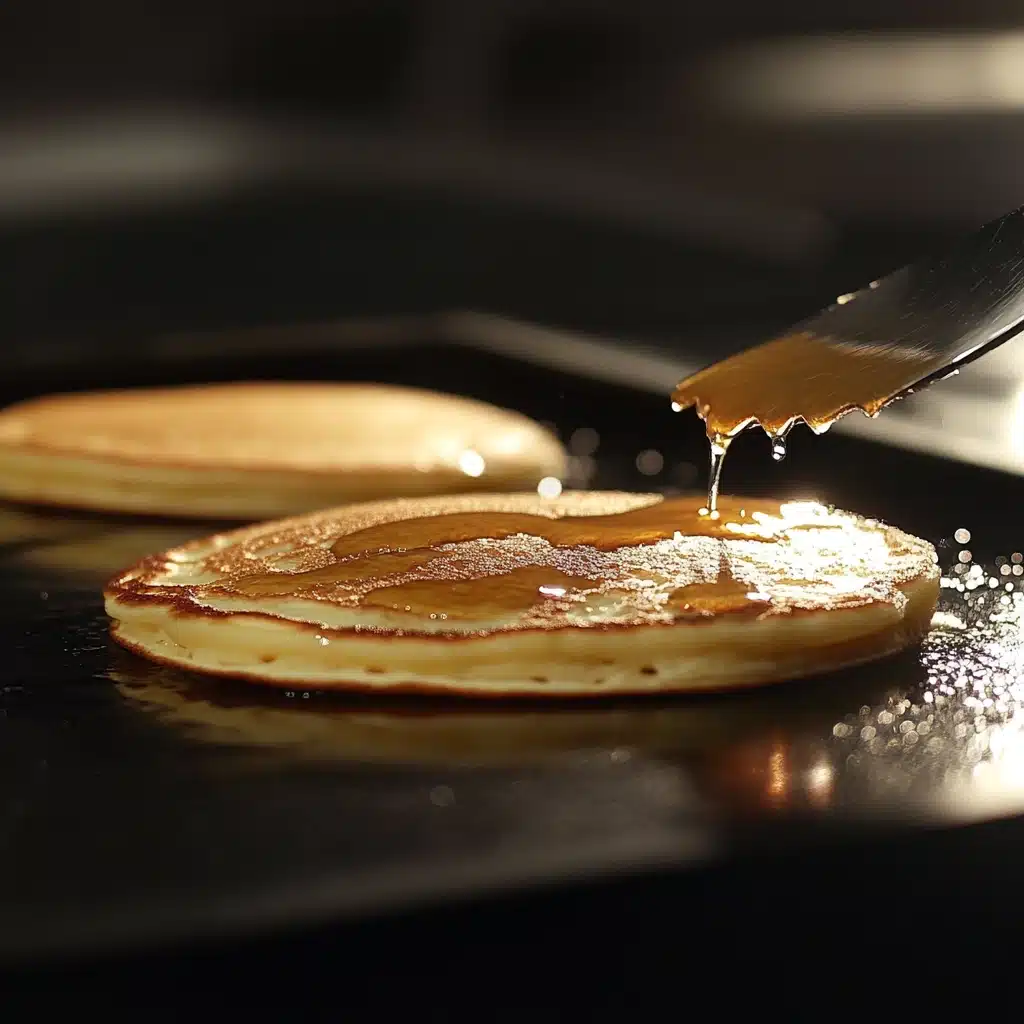 Fluffy Krusteaz pancake mix recipe pancakes cooking on griddle