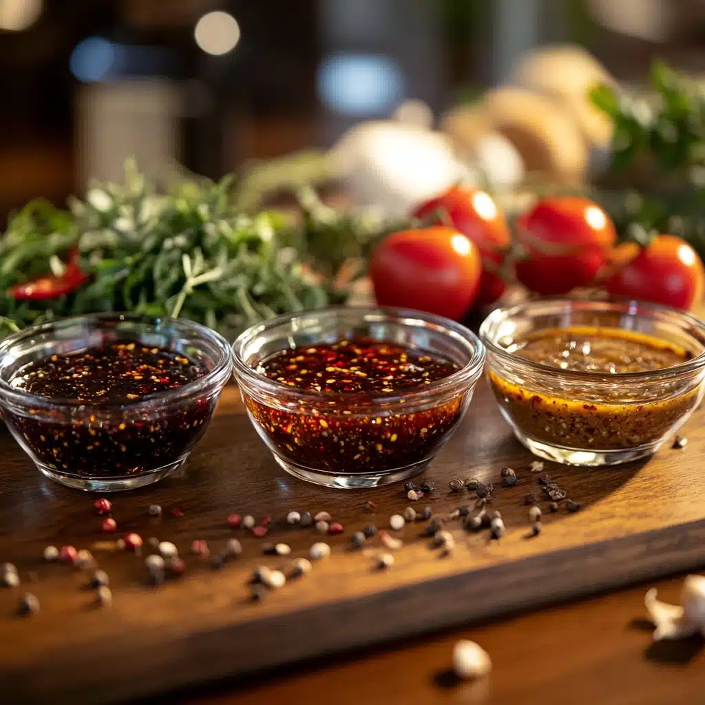 Classic, spicy, and teriyaki marinades for ground beef jerky