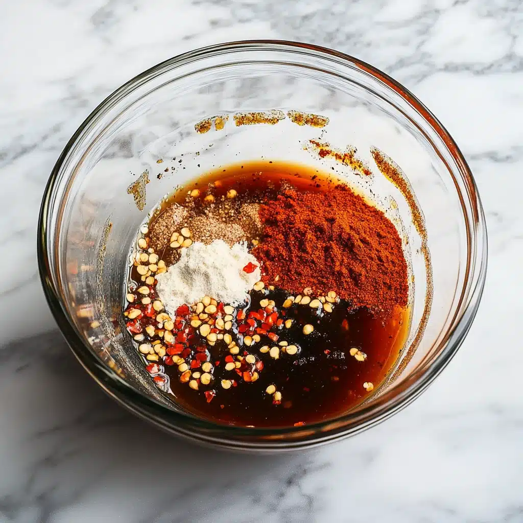 best beef jerky marinade in glass bowl with spices