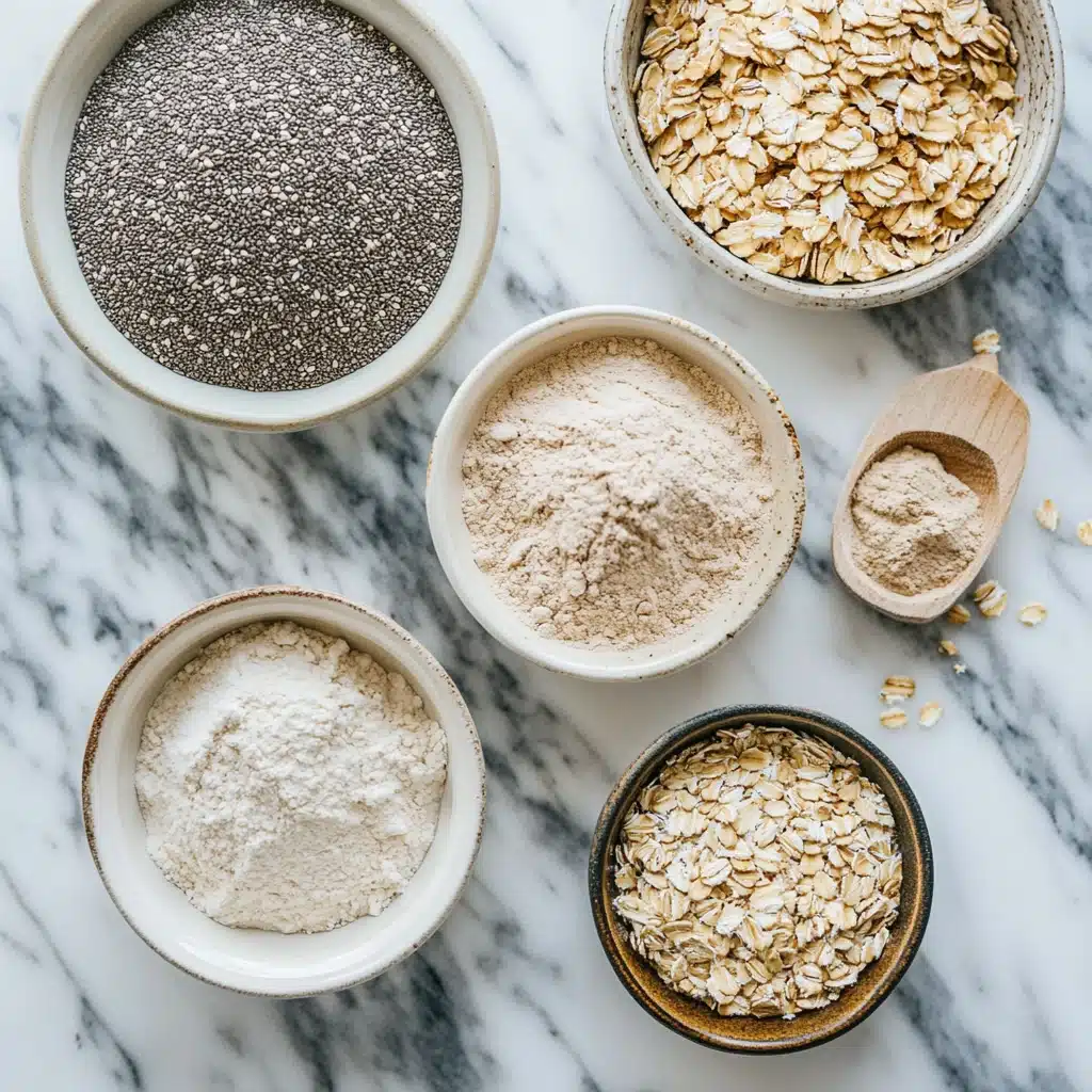DIY protein pancakes mix ingredients on counter