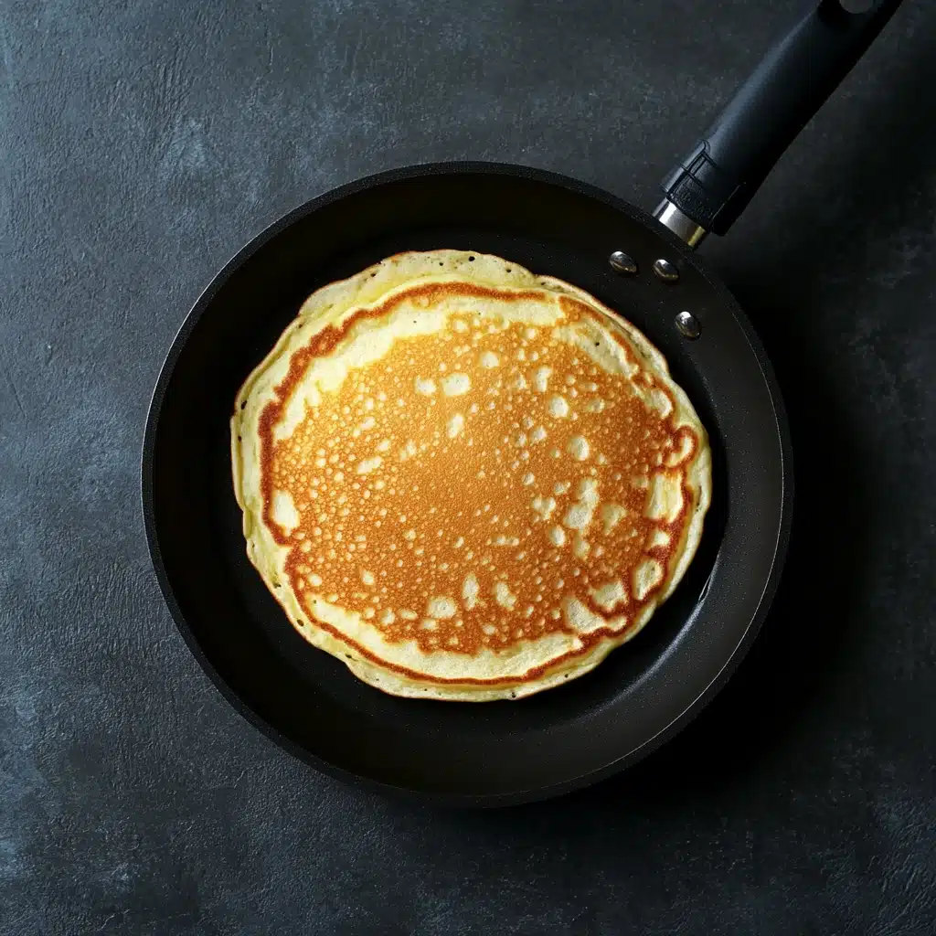 Protein pancakes mix cooking on stovetop