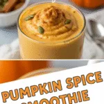 Pumpkin spice smoothie creamy texture with cinnamon and pepitas garnish