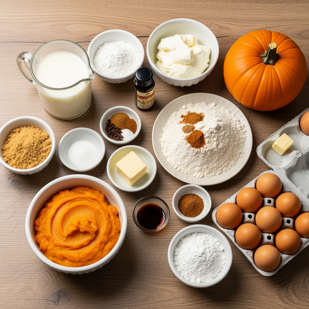 fresh-pumpkin-cupcake-ingredients-autumn Fresh ingredients for perfect pumpkin cupcakes on rustic wooden table