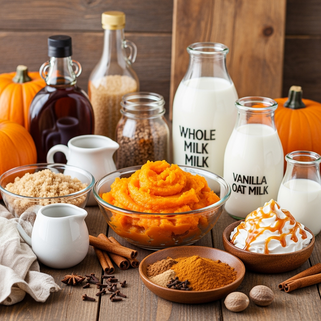 Fresh pumpkin puree with pumpkin spice blend for autumn recipes