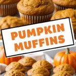 Pumpkin muffins recipe showing moist spice-filled crumb and rustic fall presentation