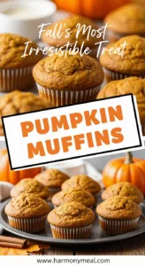 Pumpkin muffins recipe showing moist spice-filled crumb and rustic fall presentation